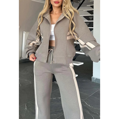 Da Donna Completo Tuta Zip Riga Sport Casual Moderna