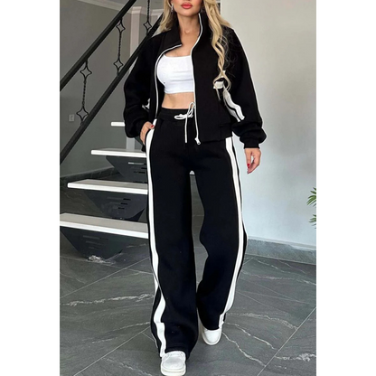 Da Donna Completo Tuta Zip Riga Sport Casual Moderna