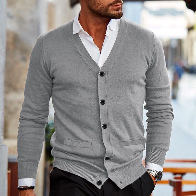 Da Uomo Cardigan in Maglia con Scollo a V Classico