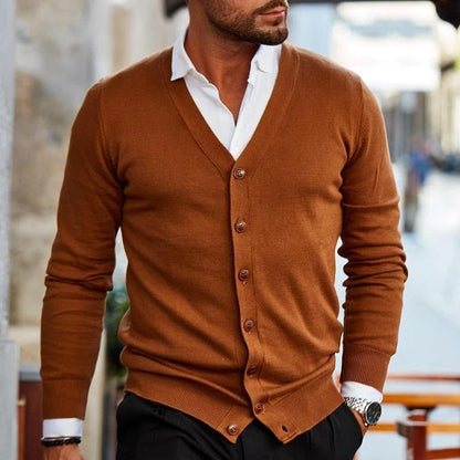 Da Uomo Cardigan in Maglia con Scollo a V Classico