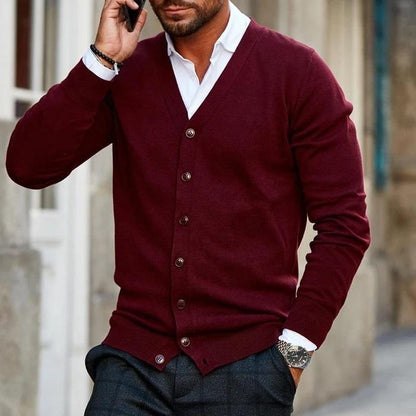 Da Uomo Cardigan in Maglia con Scollo a V Classico