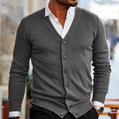 Da Uomo Cardigan in Maglia con Scollo a V Classico