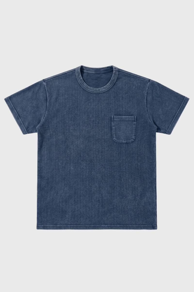 Da Uomo T-Shirt con Tasca sul Petto Taglio Lavato Quotidiano