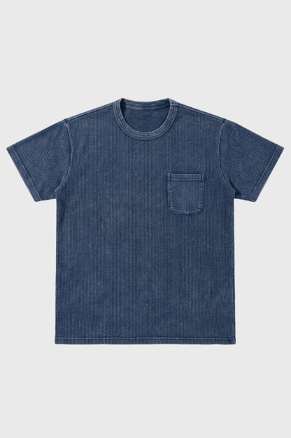 Da Uomo T-Shirt con Tasca sul Petto Taglio Lavato Quotidiano