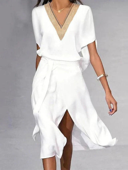 Da Donna Abito Midi Scollo V Drappeggiato Eleganza Moderna