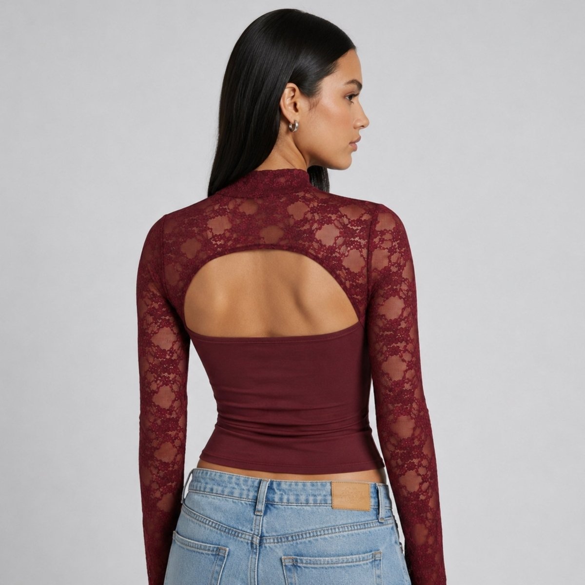 Da Donna Top Pizzo Traforato Cut Out Eleganza Moderna