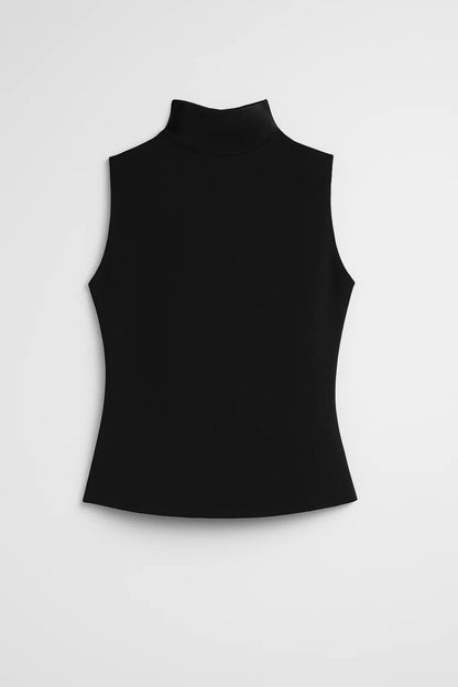Da Donna Top Smanicato Collo Alto Linea Aderente