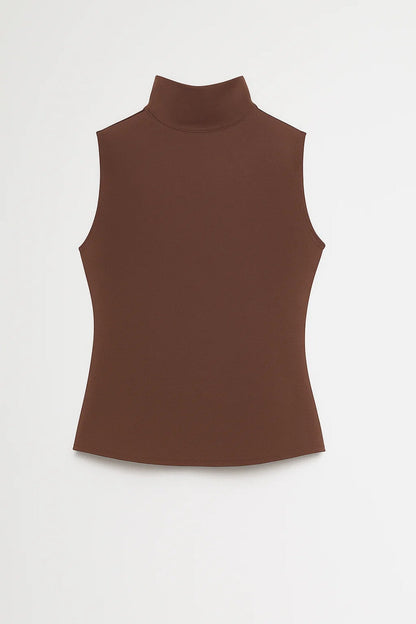 Da Donna Top Smanicato Collo Alto Linea Aderente