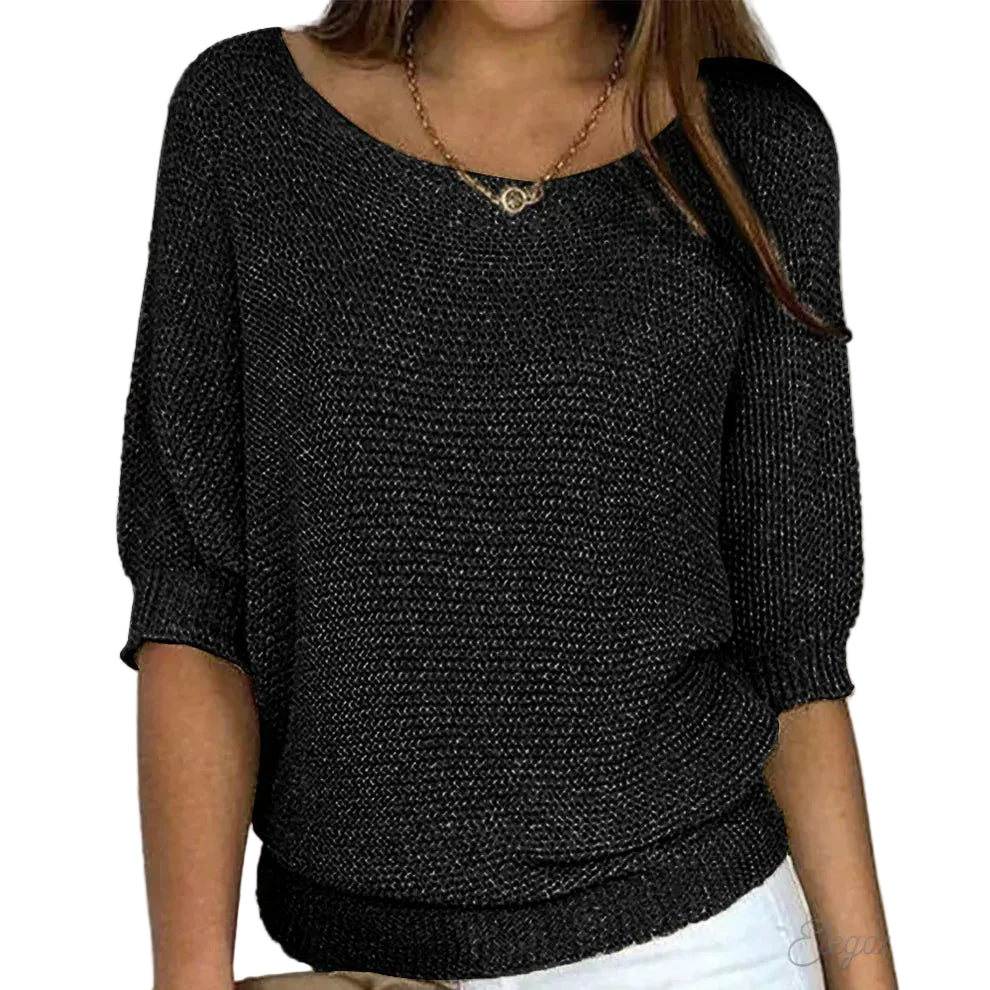 Da Donna Maglia Trama Morbida Maniche Ampie Relax Moderna