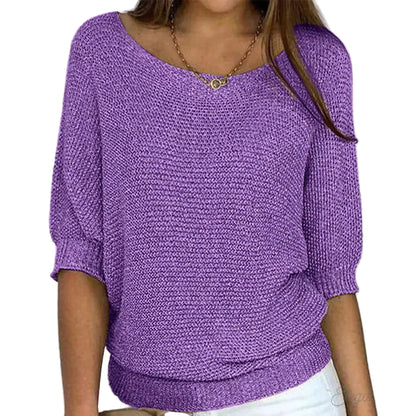 Da Donna Maglia Trama Morbida Maniche Ampie Relax Moderna