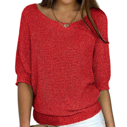 Da Donna Maglia Trama Morbida Maniche Ampie Relax Moderna