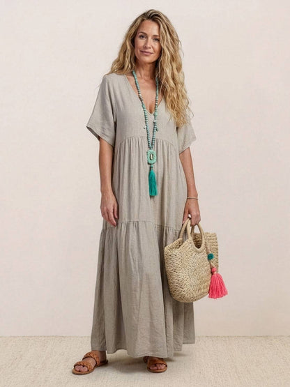 Da Donna Abito Maxi Boho con Gonna a Balze