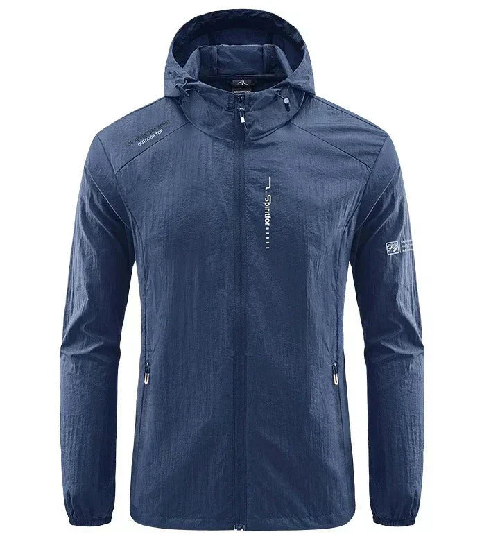 Da Uomo Giacca Estiva Ultra Leggera con Cappuccio Antivento e Protezione Solare