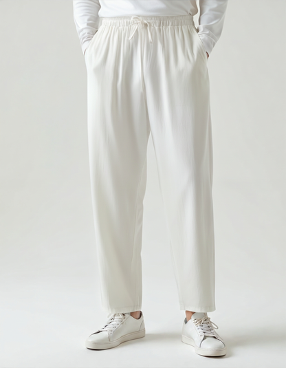 Da Uomo Pantaloni Relax con Coulisse e Gamba Dritta Morbida