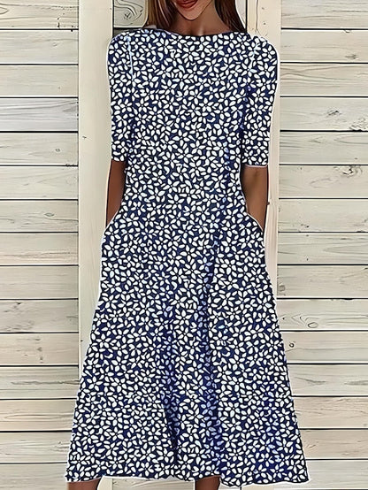 Da Donna Abito Midi Stampato dallo Stile Quotidiano Elegante